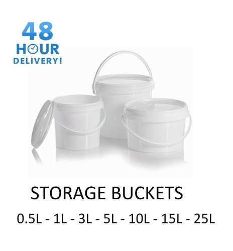 Plastic buckets tubs - plastic, white